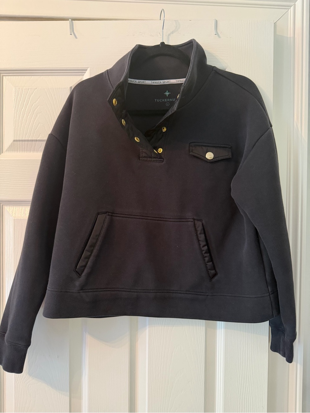 Tuckernuck Black Snap-Front Pullover with Pocket Detail